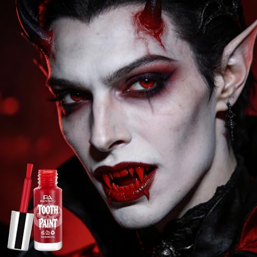 Blood Red Tooth Paint - Realistic SFX Makeup for Vampire Looks, Halloween, Durable, Non-Toxic, with Variation: Red