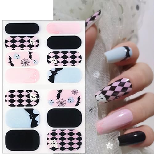 Halloween Ghost Nail Stickers - 11 Variation Self-Adhesive Nail Art Wraps for Fall & Halloween Decorations