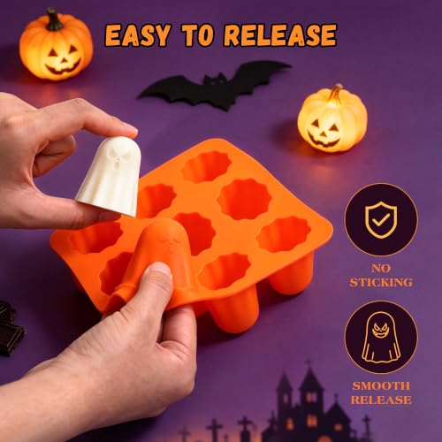 Halloween Ghost Silicone Mold 2-Pack - 9 Cavities, 3D Ghost Shapes - Fall & Holiday DIY
