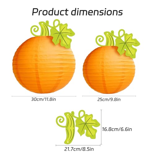 Halloween Pumpkin Hanging Paper Lanterns Set - 6 Pieces 10/12 Inch Fall Decor