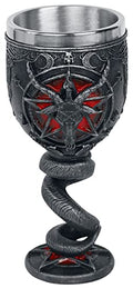 Gothic Baphomet Goblet 16cm Resin with Stainless Steel Insert - Black