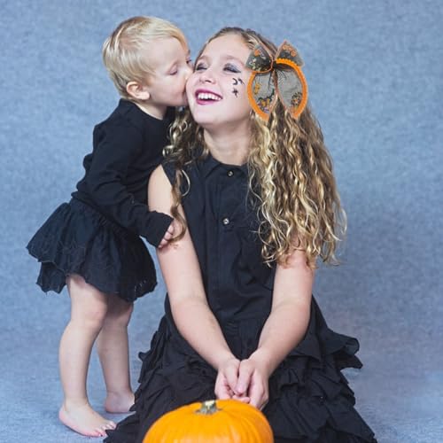 Halloween Mesh Hair Bow Alligator Clip - Big Spooky Costume Accessory (Variation F)