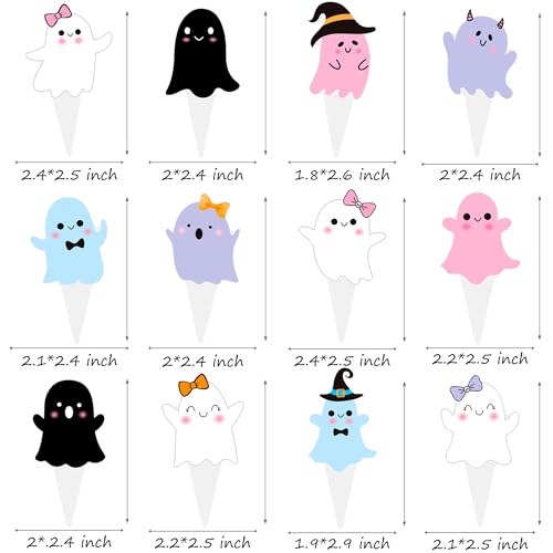 Halloween Ghost Cupcake Toppers 48PCS | Baby Shower & Party Decorations