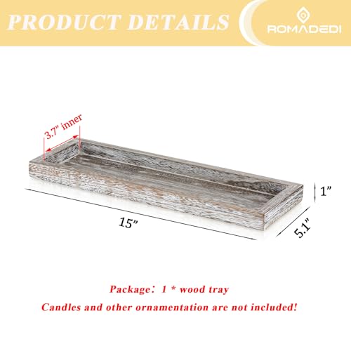 Romadedi Rustic Whitewashed Wood Candle Tray - 15 x 5 Inches, Variation of THIS Listing