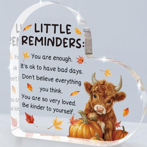 Fall Heart-Shaped Acrylic Desktop Decoration - Rustic Autumn Thanksgiving Gift - FallCow-1