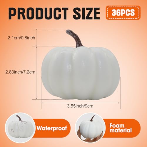 36 Pack Artificial Foam Pumpkins for Fall Decor - Realistic Rustic Autumn Display