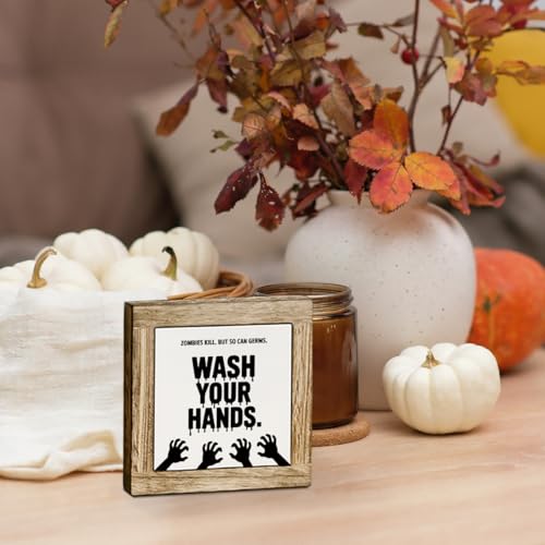 Funny Halloween Bathroom Sign - Wash Your Hands Decor - Halloween 09