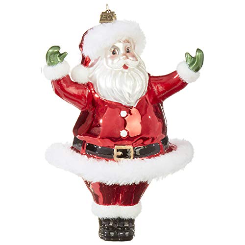 Raz 7.5-Inch Large Retro Santa Glass Christmas Ornament Holiday Decor