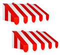 3D Red & White Striped Wall Awnings - Pack of 2 Decorative Storefront Decorations