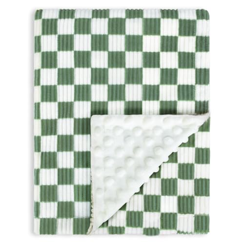 Baby Security Blanket Puppy Lovey Set with Checkered Gingham Blanket - Sage
