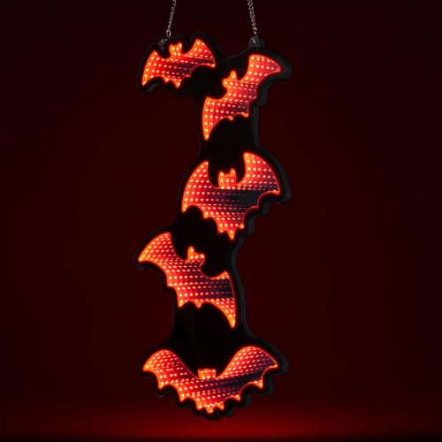 LED Bat Wall Decor Light - 3D Mirror Finish Halloween Sign with 10 Modes