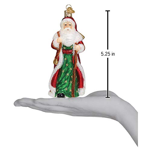 Father Christmas Glass Ornament with Bells - Handcrafted Holiday Christmas Tree Decoration