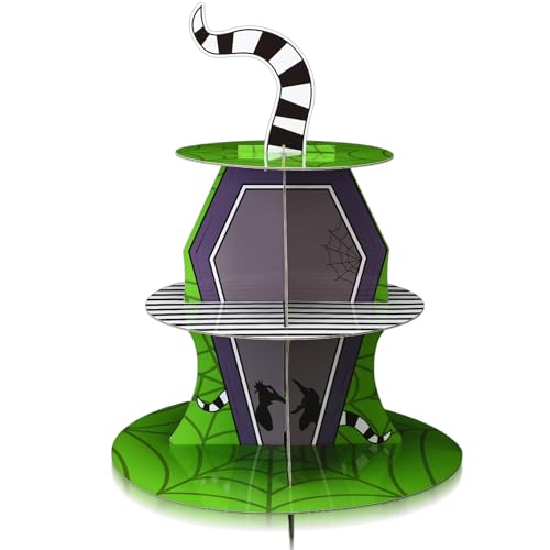 3-Tier Halloween Cupcake Stand with Spiderweb Design - Spooky Dessert Tower
