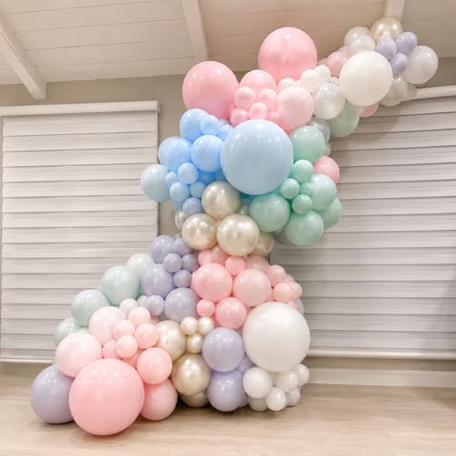 Pastel Balloons 60 Pcs Set with Pink, Green, Blue, Neutral Tones for Party Decorations
