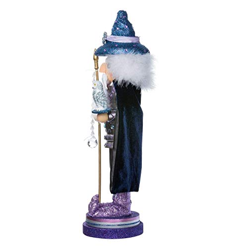 18-Inch Wooden Wizard Nutcracker with Owl & Staff - Hollywood Collection