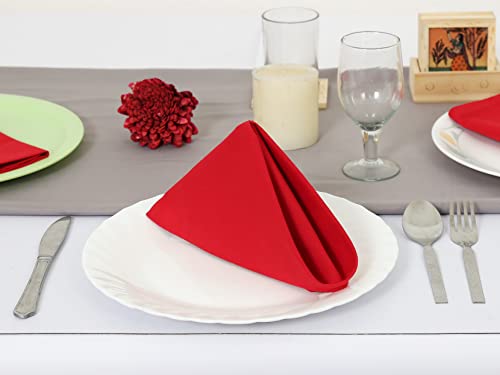 Cotton Dinner Napkins Set of 4 - Red 18x18 Inch Washable Table Linen for Dining & Parties