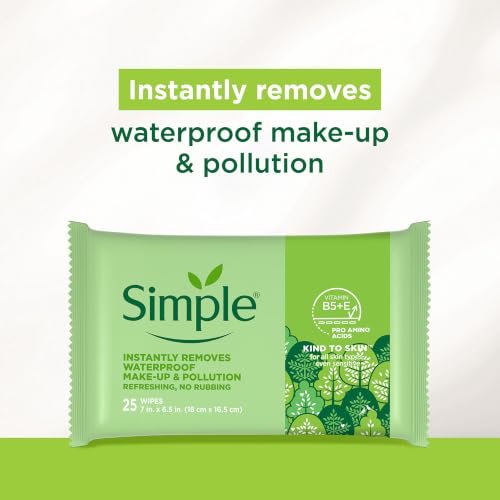Simple Kind to Skin Facial Wipes 50 Count Pack - Gentle Cleansing for Sensitive Skin