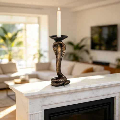 Resin King Cobra Snake Candle Holder Sculpture for Home & Garden Decor