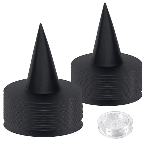 24-Pack Black Witch Hats for Halloween Costume & Party Decor - Indoor Outdoor
