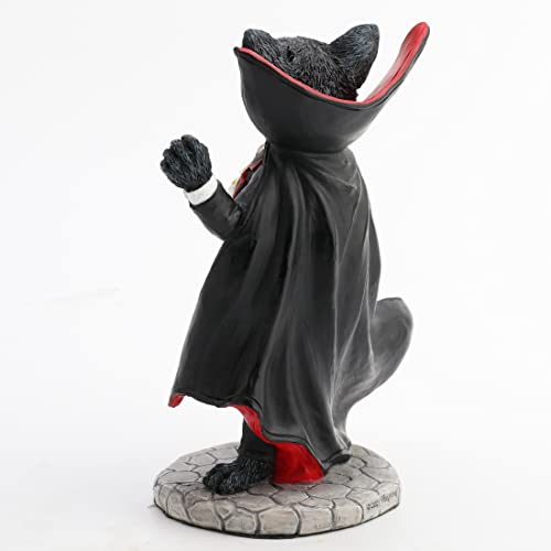 Catcula Vampire Cat Figurine - Hand Painted Resin Halloween Collectible