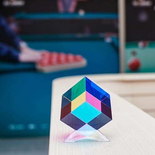 CMY Color Cube with Stand - 60mm Acrylic Optical Prism for Art & Photography