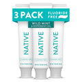 Native Fluoride-Free Whitening Toothpaste 4.1oz Pack of 3 Wild Mint & Peppermint Oil