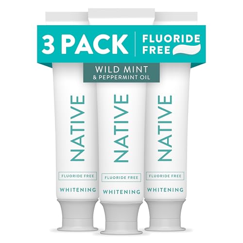 Native Fluoride-Free Whitening Toothpaste 4.1oz Pack of 3 Wild Mint & Peppermint Oil