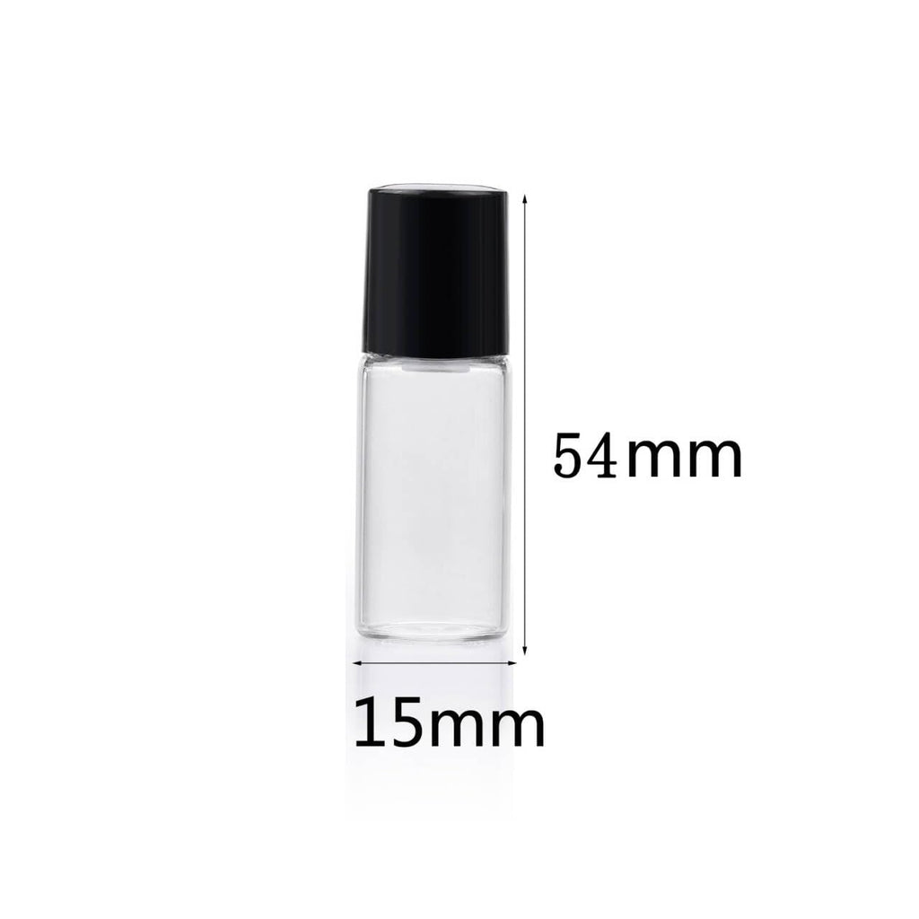 Wresty 25 Pcs Clear Glass Mini Roll On Bottles Empty Essential Oil Roller Ball Bottles Perfume Lip Blam Cosmetic Sample Vials Roller Glass Bottle Container With Black Cap (5ml)