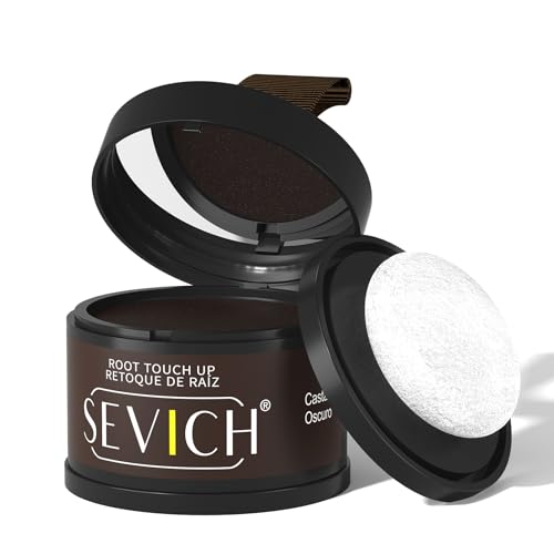 Sevich Hairline Powder - Root Touch Up for Gray Coverage & Bald Spots - Dark Brown, 0.14oz - Waterproof & Sweatproof
