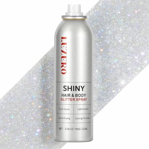 Rainbow Silver Glitter Spray - Body & Hair Shine for Raves & Festivals - 6.34oz - Variation of RAINBOW SILVER GLITTER SPRAY