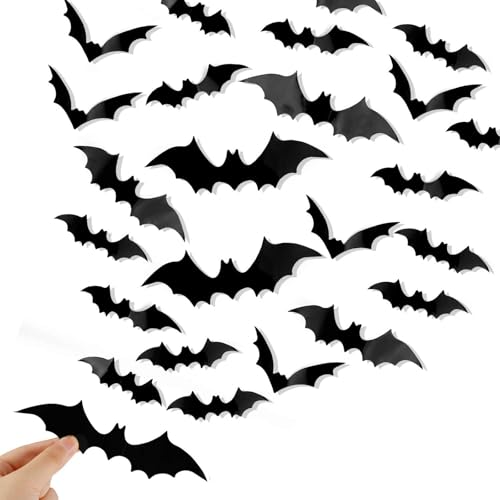 72 Pcs Halloween 3D Bat Wall Decals Waterproof Indoor Outdoor Decor