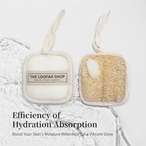 The Loofah Shop Premium Loofah Face Scrubber, Exfoliating Face Luffa Pad, Natural Cleansing Loofah Sponge for Deep Exfoliation. EcoFriendly Loofa for Men and Women in Cotton Travel Pouch, (1pack 4pcs)