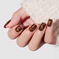 Modelones Fall Leopard Press On Nails Short Square Halloween Fake Nails - A3-Leopard