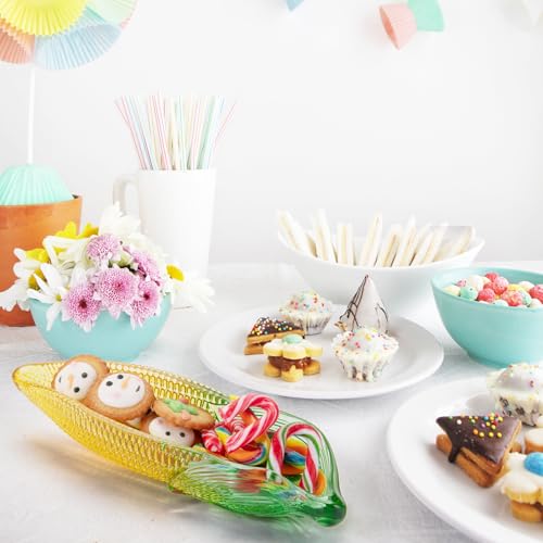 Glass Serving Plate - Corn Shaped Snack Platter for Holidays & Parties - 8.3 x 2.6 Inch