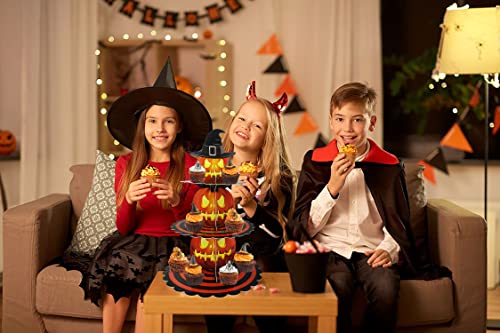 Halloween Pumpkin Cupcake Stand 3-Tier Tower for Dessert Table - Orange Cardboard, Style 1