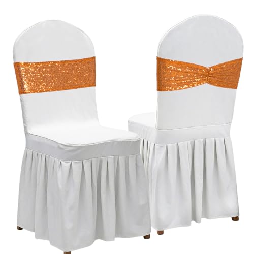 Orange Sequin Chair Sashes 14x6 Inch Pack of 50 - Wedding Party Decorations