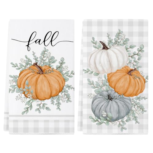 Multicolor Fall Kitchen Towels Set of 2 18x26 Inches Autumn Thanksgiving Decor