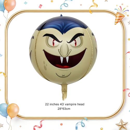 Halloween 4D Vampire Head Foil Balloons - Spooky Party Decorations, 2 Pack