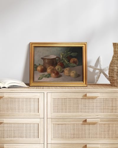 Wall Art - Vintage Gold Framed Still Life Oil Painting for Living Room, Bedroom, Kitchen - 16"L x 12"W