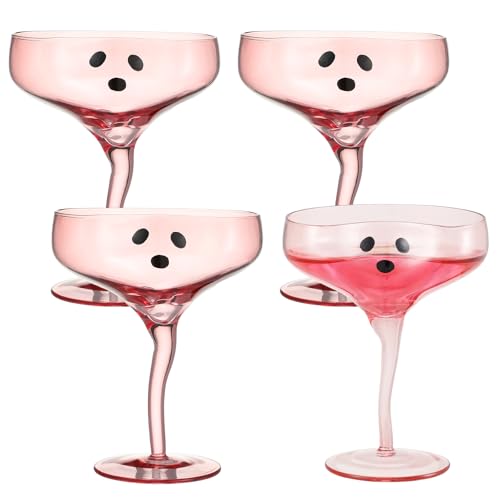 Halloween Ghost Martini Glasses - Pink, 4 Pack, 13 oz Cocktail Cups
