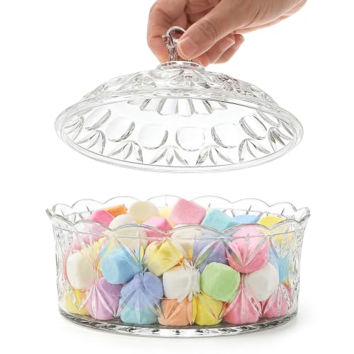 Acrylic Candy Jar with Lid - Clear Plastic Decorative Sugar Bowl, 2-Pack, 6.3 Inch Diameter
