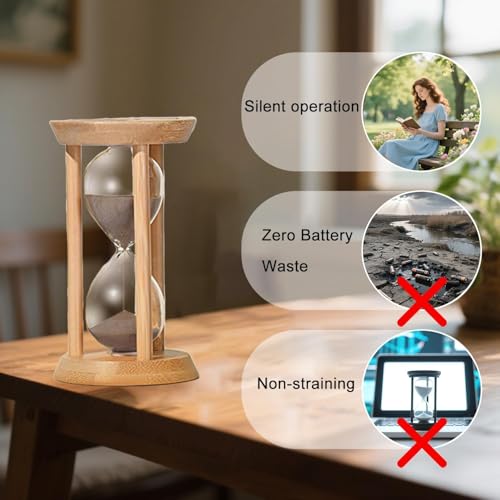 Wooden 15-Minute Sand Timer - Rustic Hourglass for Cooking & Meditation - Brown