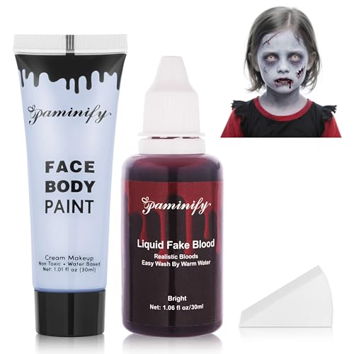 Halloween Zombie Makeup Kit with Face Paint, Fake Blood & Sponge - Zmobie Variation