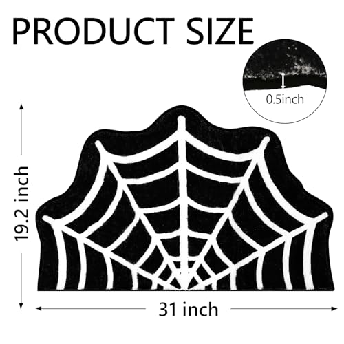 Halloween Spider Web Bath Mat Set - 2 Pieces, 31x20 Inches, Non-Slip Bathroom Rugs, Indoor Outdoor Decor