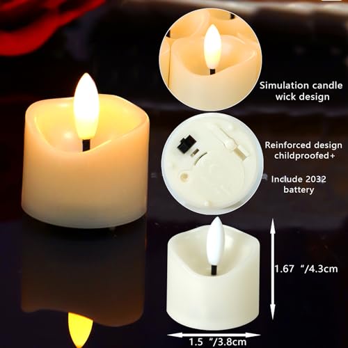 Set of 12 Flameless LED Votive Candles Battery Operated Flickering Lights for Weddings & Holidays
