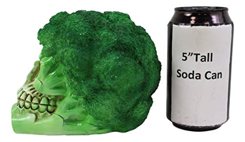 Broccoli Skull Statue - Green Vegetable Decor with Salad Theme - Variation: Broccoli Floret