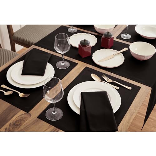 Black Cotton Linen Table Runner 14x108 Inch - Dru Craftsmanship