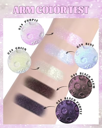 Chameleon Eyeshadow Palette - Black Purple Glitter, Multi-Color Shift, Long-Lasting