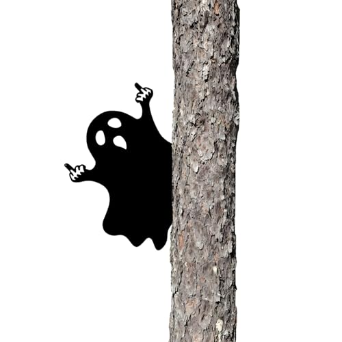 Funny Ghost Metal Sign Halloween Yard Decor Spooky Outdoor Ornament
