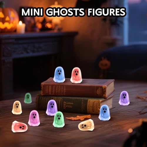 36pcs Luminous Mini Resin Ghosts for Halloween Party Decor - Glow in Dark Figurines
